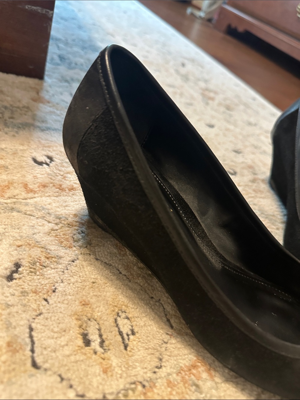 Ralph Lauren Black Suede Tassel Ballet Flats with Gold Accents - Picture 2 of 3